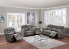 Contemporary Manual Motion Sofa 1pc Couch Living Room Furniture Slate Blue Breathable Leatherette