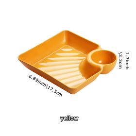 1pc Dumpling Plate With Sauce Dish; Potato; Water; Dumplings; Plate With Vinegar; Dinner Plate; Household Creative Square Serving Plate With Vinegar S (quantity: 1PC, Color: Yellow)